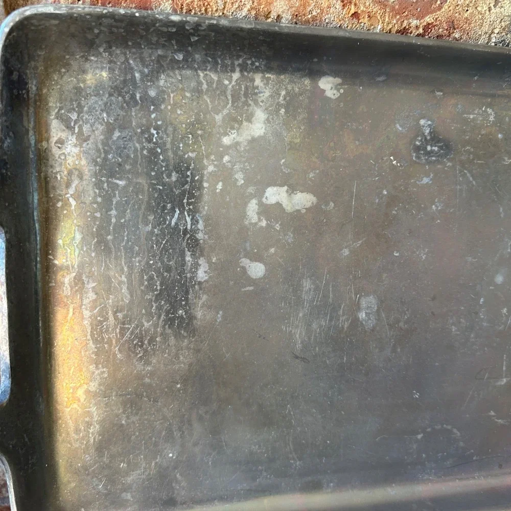 Pottery Barn Barona Aluminum Silver Metal Rectangular Serving‎ Tray with Handles